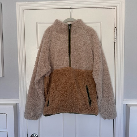 Todd Snyder Men’s Sherpa Colorblock Pullover - Size Large in Natural Color - Picture 2 of 4